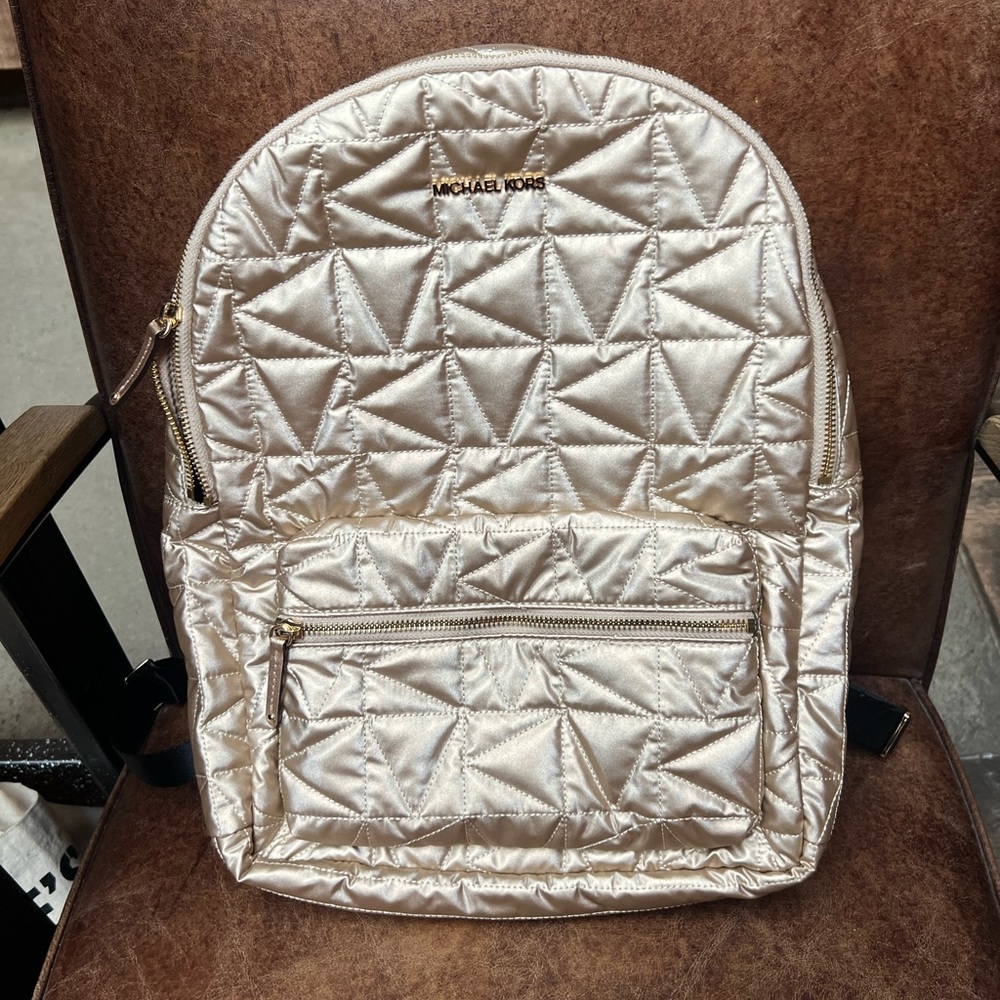 Michael Kors Gold Quilted Backpack